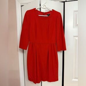 J. Crew Preppy Coral Red Long Sleeve Dress